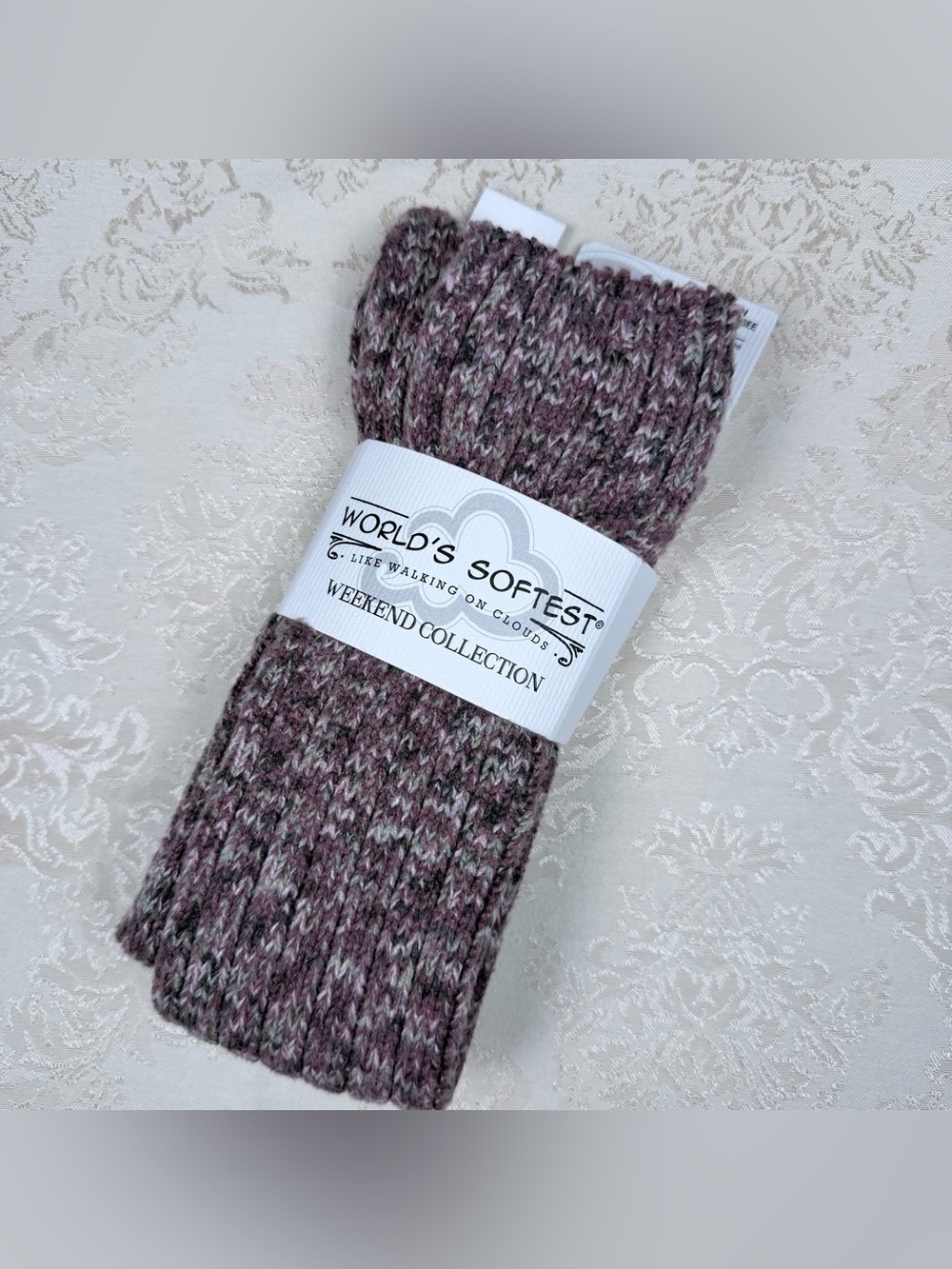 World’s Softest Women's Marled Mauve Knit Socks - Weekend Collection, 6-11